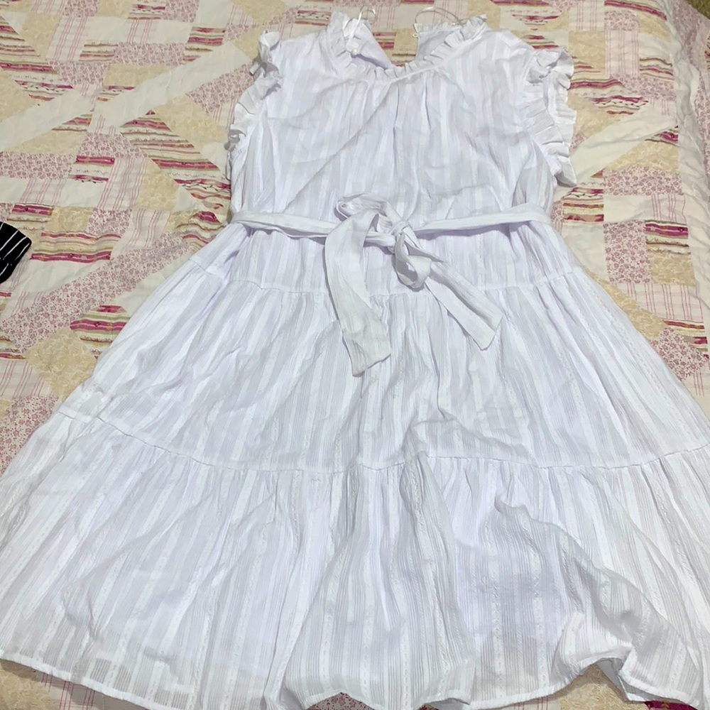 Pure white Patterned Dress-NEW